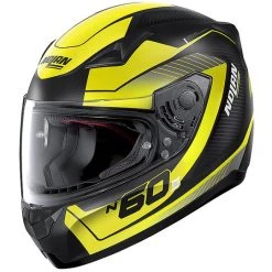 Casque De Moto Intégral Nolan N60.5 VELES 068 Noir Mat Jaune