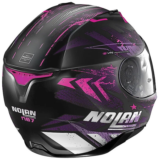 Casque De Moto Intégral Nolan N87 CARNIVAL N-Com 086 Matt Black Pink – Image 3