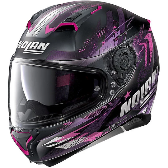 Casque De Moto Intégral Nolan N87 CARNIVAL N-Com 086 Matt Black Pink