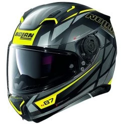 Casque De Moto Intégral Nolan N87 Originality N-Com 070 Noir Mat Jaune