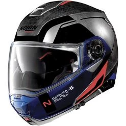 Casque De Moto Modulaire Nolan N100.5 Consistency N-Com 029 Chrome Rayé