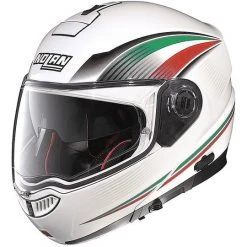 Casque De Moto Modulaire Nolan N104 Italie N-COM 053 Blanc Brillant