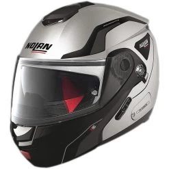 Casque De Moto Modulaire Nolan N90.2 Straton N-COM Silver Black Metal