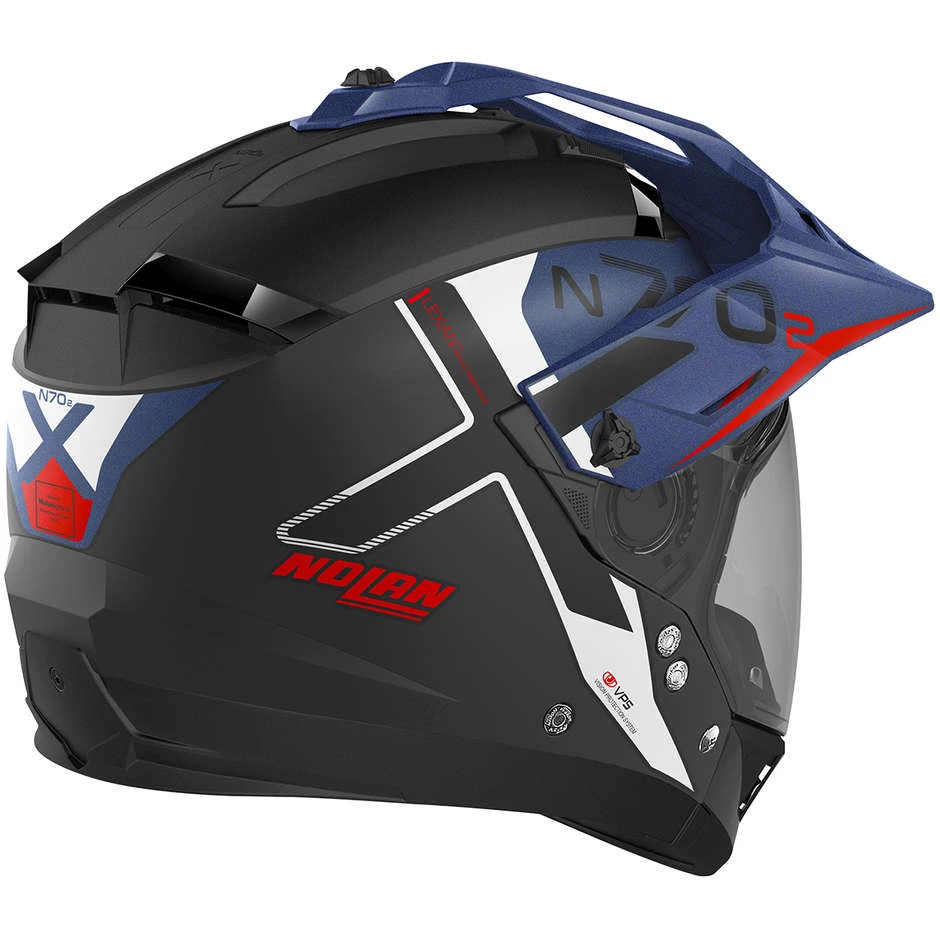 Casque Moto Crossover Nolan N70.2 X BUNGEE N-Com 038 Matt Black Blue – Image 2