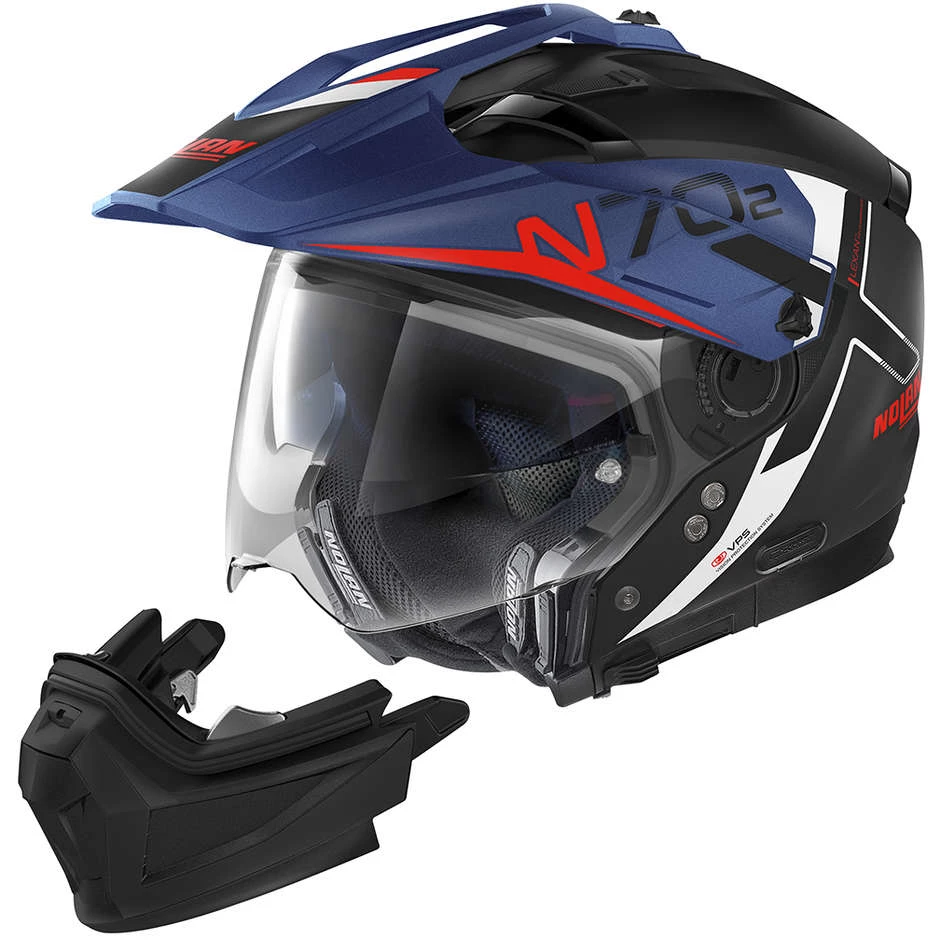 Casque Moto Crossover Nolan N70.2 X BUNGEE N-Com 038 Matt Black Blue – Image 3