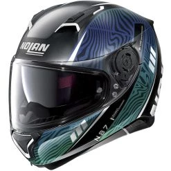Casque Moto Intégral Nolan N87 SIOUX N-Com 107 Noir Mat Vert Bleu