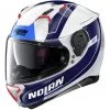 Casque Moto Intégral Nolan N87 SKILLED N-Com 099 Blanc Métal Bleu