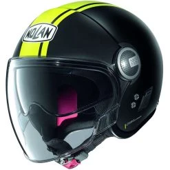Casque Moto Jet Nolan N21 VISOR DOLCE VITA 101 Noir Mat Jaune