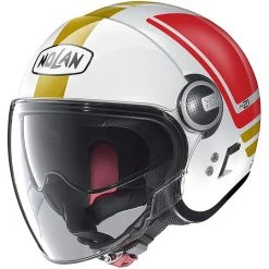 Casque Moto Jet Nolan N21 VISOR FLYBRIDGE 067 Blanc Métal Vert Rouge