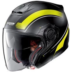 Casque Moto Jet Nolan N40.5 RESOLUTE 018 Noir Mat Jaune