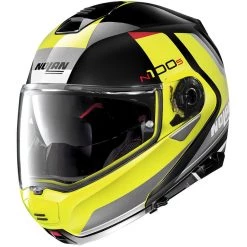 Casque Moto Modulaire Homologation P / J Nolan N100.5 HILLTOP N-Com 051 Noir Brillant Jaune Fluo