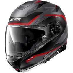 Casque Moto Modulaire Homologation P / J Nolan N100.5 Plus OVERLAND N-Com 032 Lava Grey Matt Red