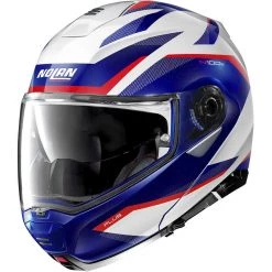 Casque Moto Modulaire Homologation P / J Nolan N100.5 Plus OVERLAND N-Com 035 Métal Blanc