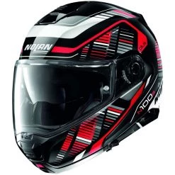 Casque Moto Modulaire Homologation P/J Nolan N100.5 Plus STARBOARD N-Com 045 Rouge Brillant