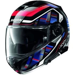 Casque Moto Modulaire Homologation P/J Nolan N100.5 Plus STARBOARD N-Com 048 Noir Rouge Bleu