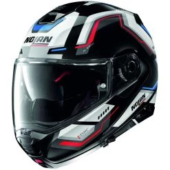 Casque Moto Modulaire P/J Nolan N100.5 UPWIND N-Com 063 Approbation Blanc Bleu Rouge