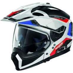 Nolan N70.2 X TORPEDO N-Com 045 Crossover Casque Moto Blanc Bleu Rouge Brillant