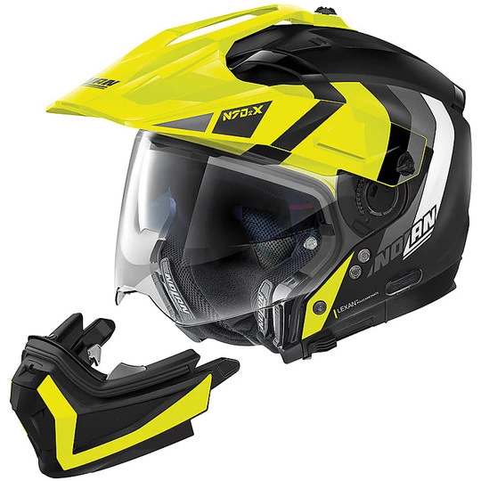 Nolan N70.2x On-Off CrossOver Casque De Moto DECURIO N-Com 030 Noir Mat Jaune – Image 2