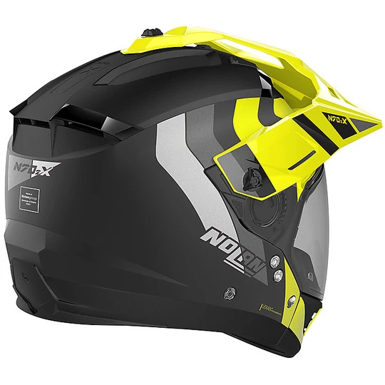 Nolan N70.2x On-Off CrossOver Casque De Moto DECURIO N-Com 030 Noir Mat Jaune – Image 3