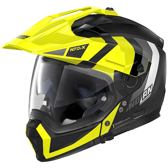 Nolan N70.2x On-Off CrossOver Casque De Moto DECURIO N-Com 030 Noir Mat Jaune